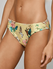 L'Agence - PRE-ORDER-L'AGENCE Nicole Bikini Bottom in Pale Yellow Garden Butterflies - Buy Online