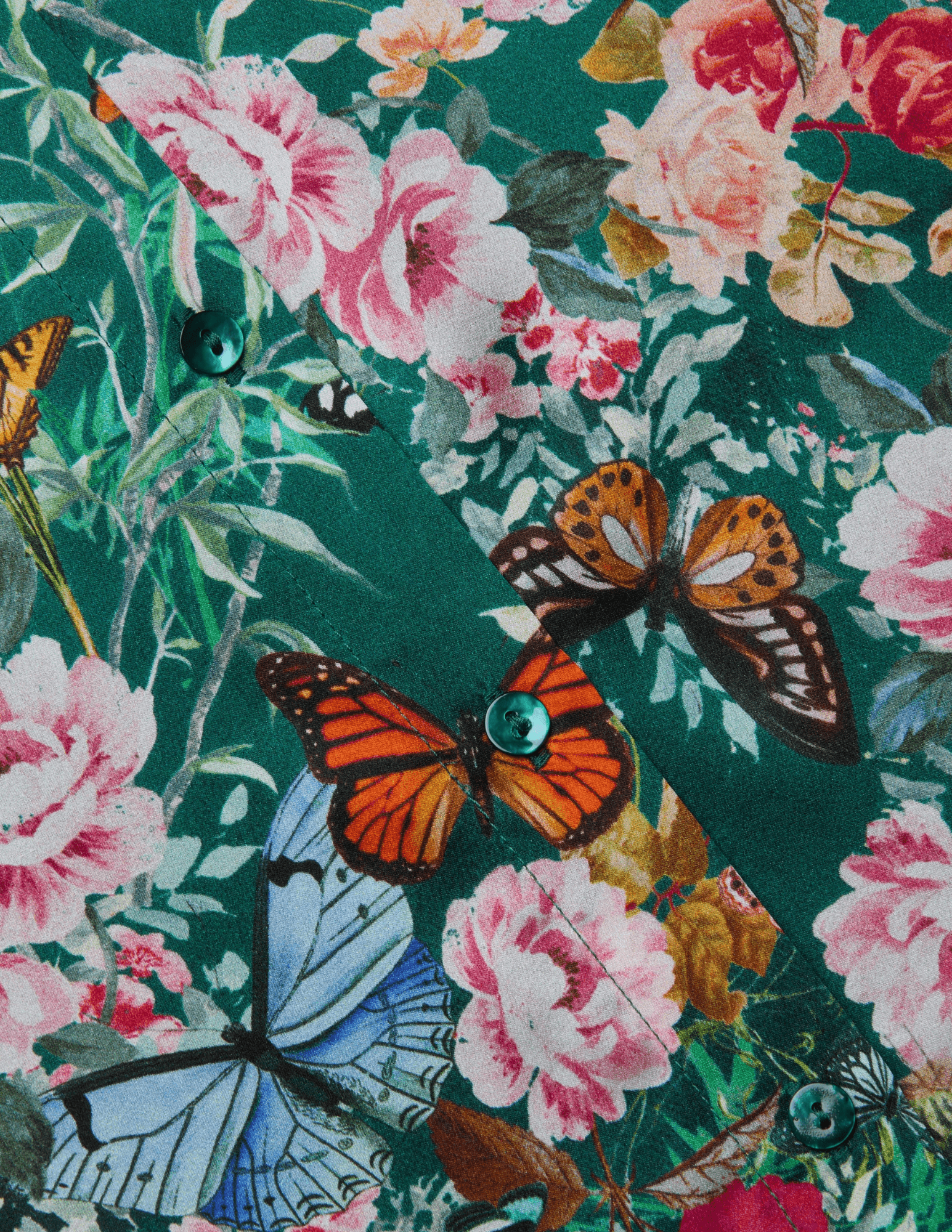 L'Agence - PRE-ORDER-L'AGENCE L'Agence Tyler Long Sleeve Blouse in Bottle Green Multi Charonda Butterfly - Buy Online