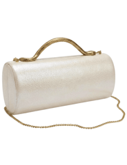 Side view of Austin Blaze Irisa Serpant Leather Clutch in Ivory