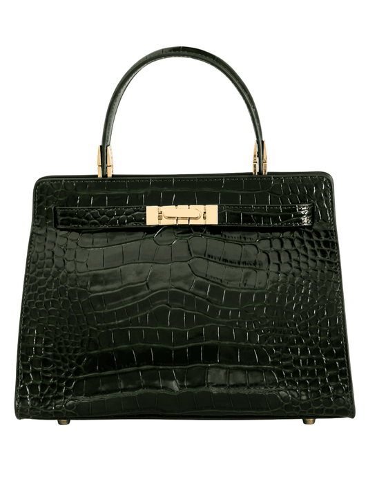 Austin Blaze Reagan Leather Top Handle Bag in Green Croc