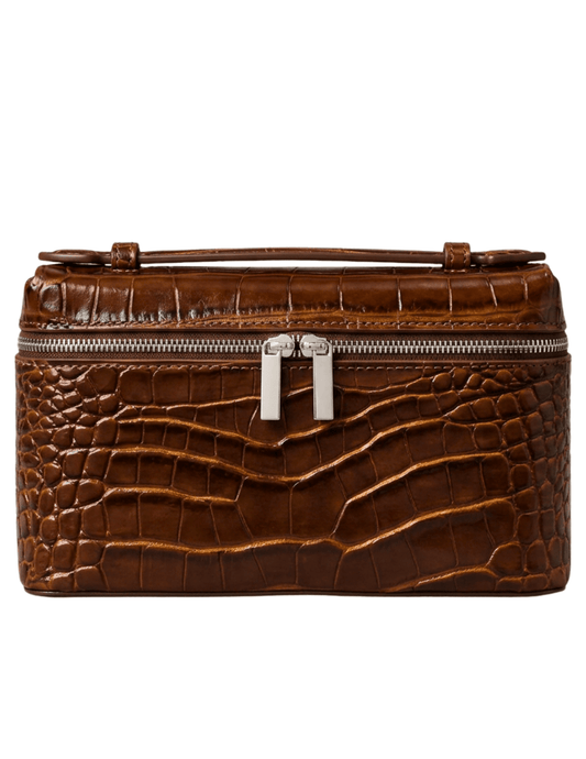 Bryony Salina Croc Embossed Handbag in Brown