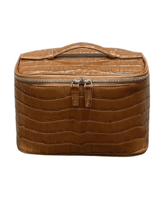 Fleur de Camélia Fran Leather Cosmetic Case in Saddle Croc