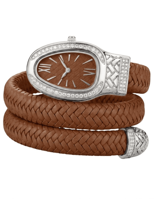 St. Barths La Robe Lucille Serpent Wrap Watch in Brown & Silver