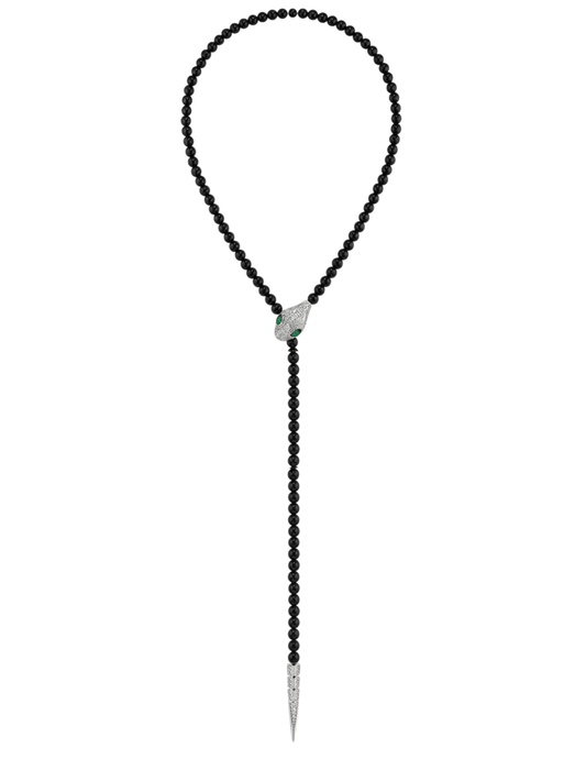 PRE-ORDER-Austin Blaze Paola Long Serpent Lariat Necklace in Black