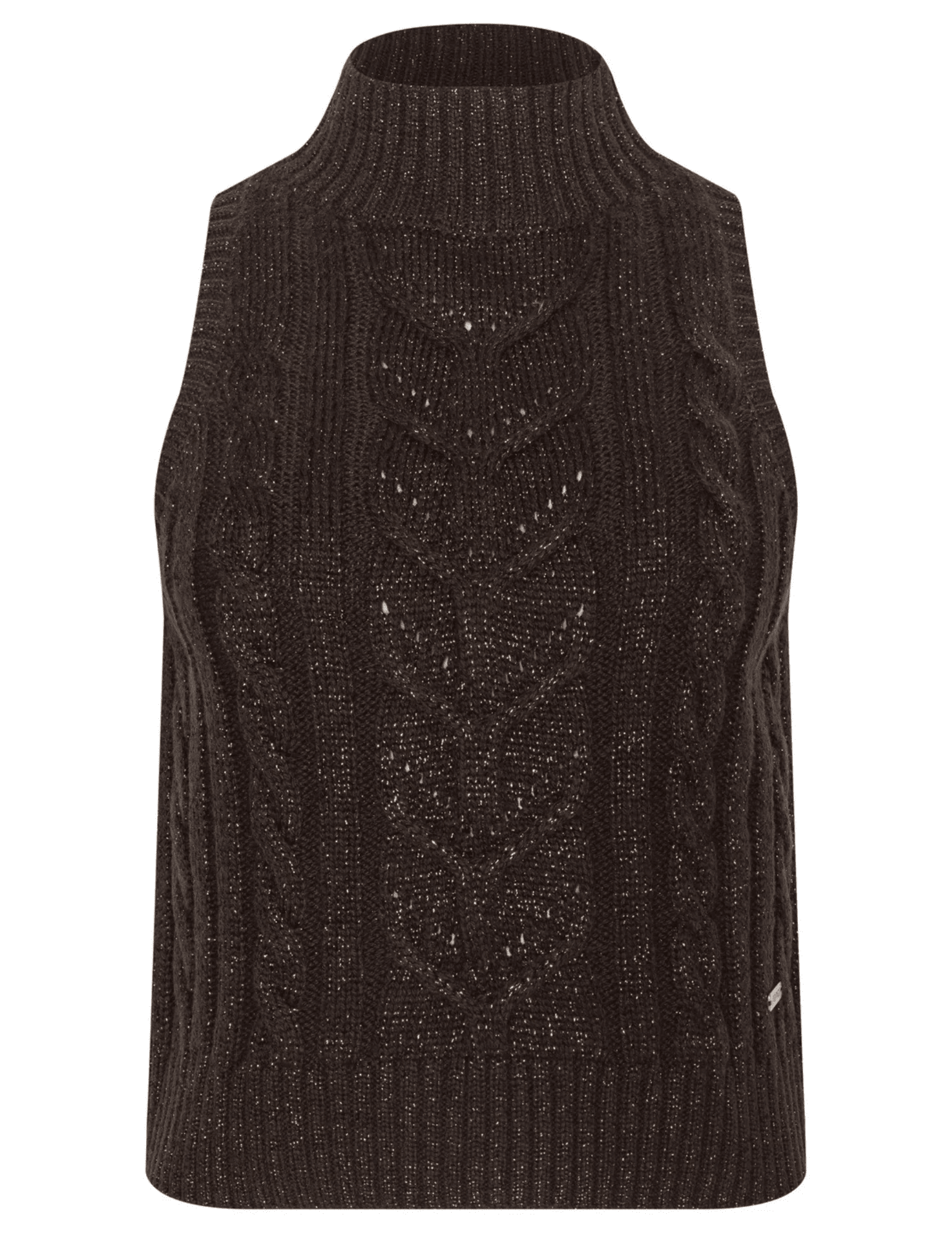 L'AGENCE Bellini Cable Turtleneck Tank in Dark Brown