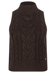 L'AGENCE Bellini Cable Turtleneck Tank in Dark Brown