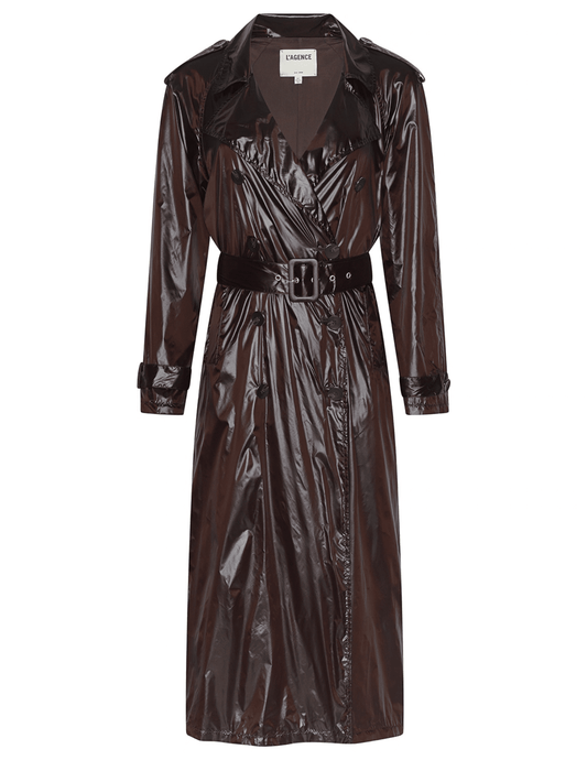 L'AGENCE Brinley Oversized Trench Coat in Dark Espresso