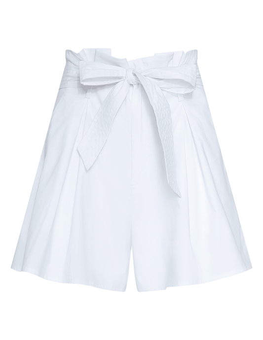 L'AGENCE Damira Poplin Paperbag Short in White