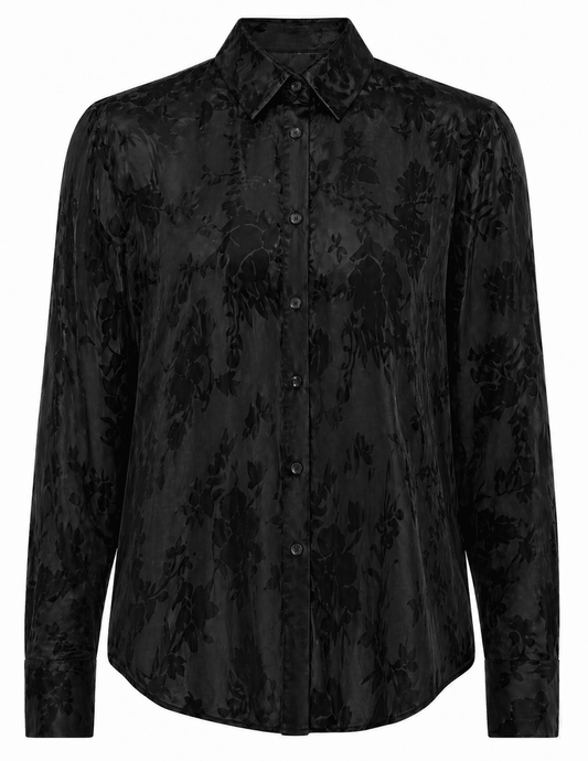 L'AGENCE Laurent Burnout Long Sleeve Blouse in Black