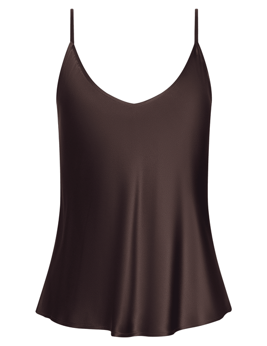 L’AGENCE Lexi Silk Camisole Tank in Dark Espresso
