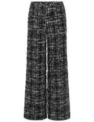 L'AGENCE Livvy Sequin Tweed Straight Leg Trouser in Black Ivory Tweed