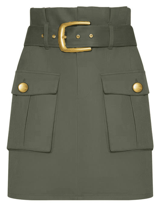 L'AGENCE Maelis Paperbag Mini Skirt in Smokey Olive