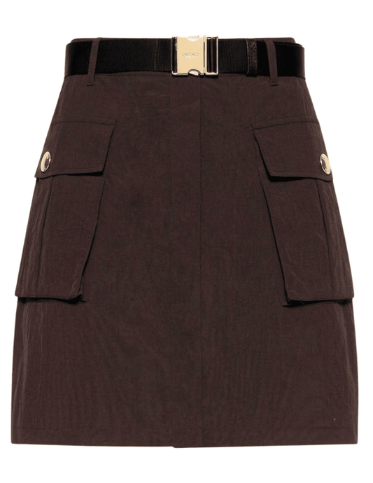 L'AGENCE Norene Windbreaker Mini Skirt in Dark Java