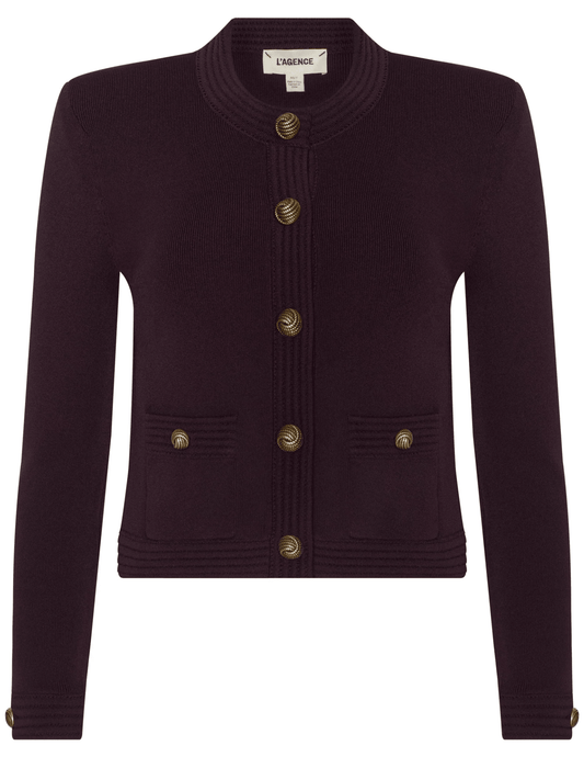 L’AGENCE Patsy Cropped Cardigan in Malbec Gold
