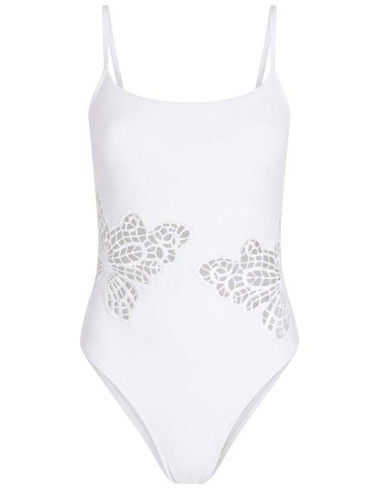 L'AGENCE Remi Scoop Neck One Piece Swimsuit in White