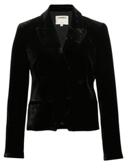 L'AGENCE Rory Double Breasted Blazer in Black Velvet