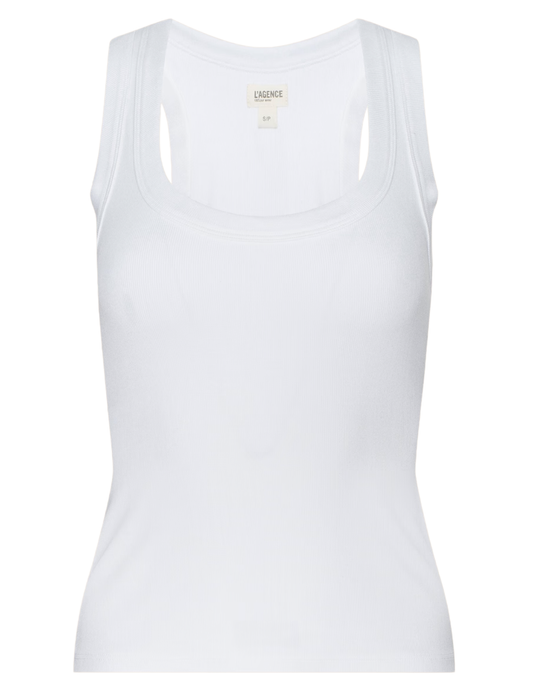 L'AGENCE Shania Racerback Tank in White