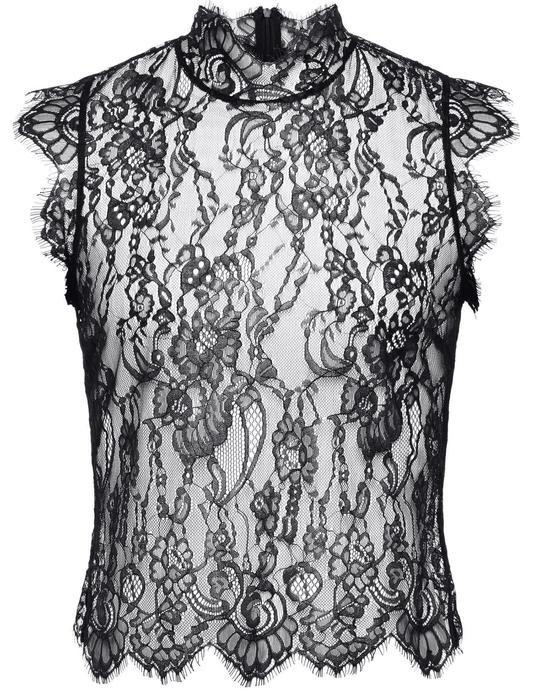 L’AGENCE Tours Sleeveless Lace Tank in Black floral Chantilly lace