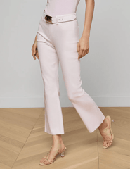 Side view of L'AGENCE Kendra High Rise Cropped Coated Jean in Icy Lilac Coated