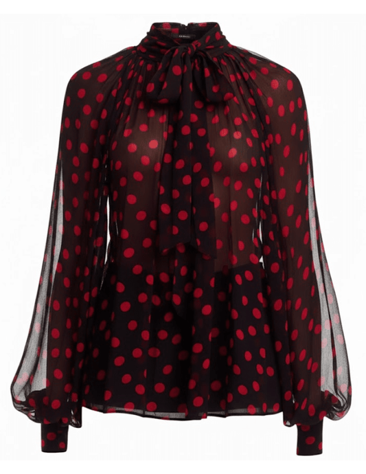 Ronny Kobo Zania Neck Tie Top in Black and Red