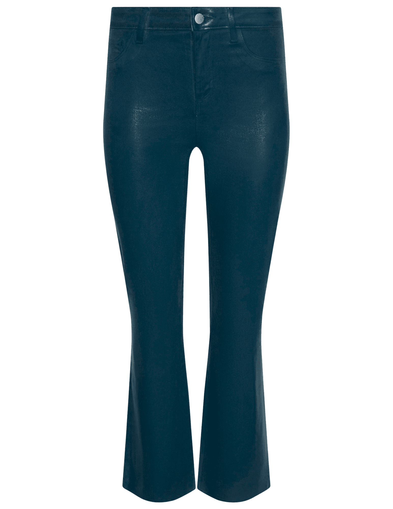 L'Agence - L'AGENCE Kendra High Rise Cropped Coated Jeans in Deep Teal Coated - Buy Online