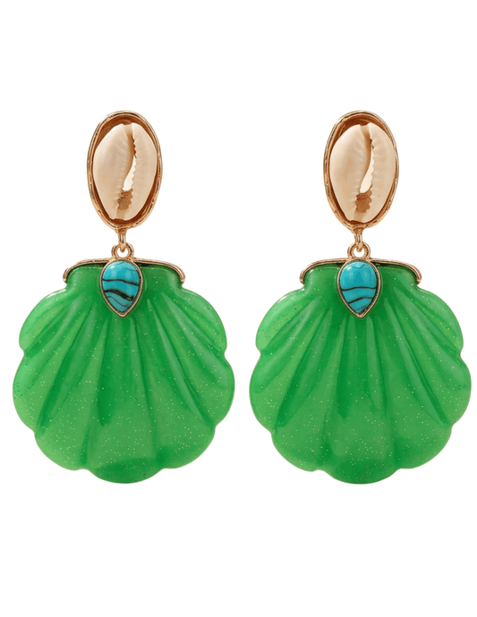 St. Barths La Robe - St. Barths La Robe Adrina Puka Seashell Earring in Kelly Green - Buy Online
