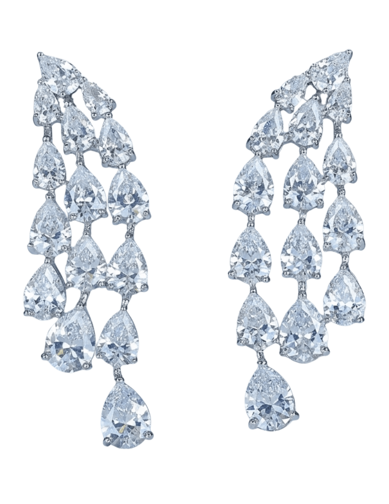 Fleur de Camélia - Fleur de Camélia Bonnie CZ Waterfall Dangle Earrings in Silver - Buy Online
