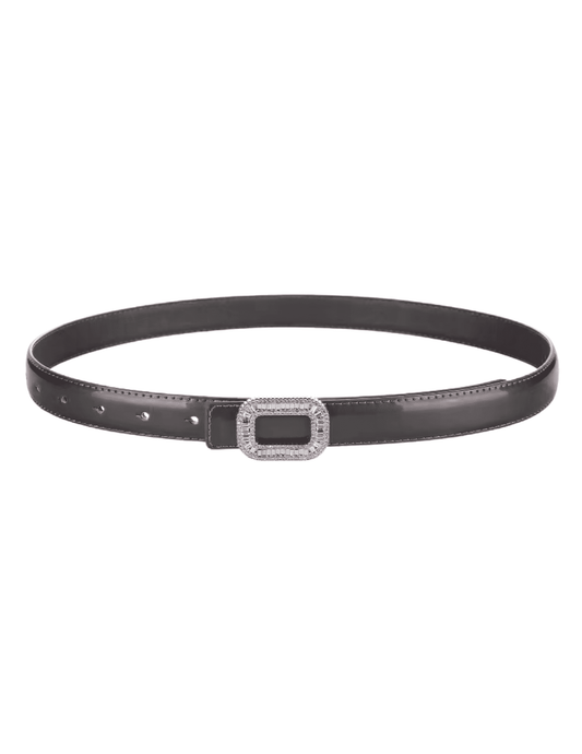 PRE-ORDER-Fleur de Camélia Stella Leather Embellished Belt in Black