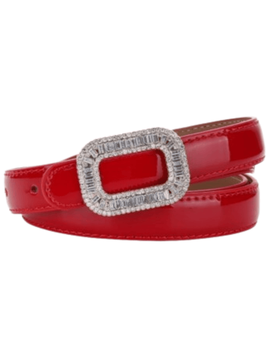 Fleur de Camélia - PRE-ORDER-Fleur de Camélia Stella Leather Embellished Belt in Red - Buy Online