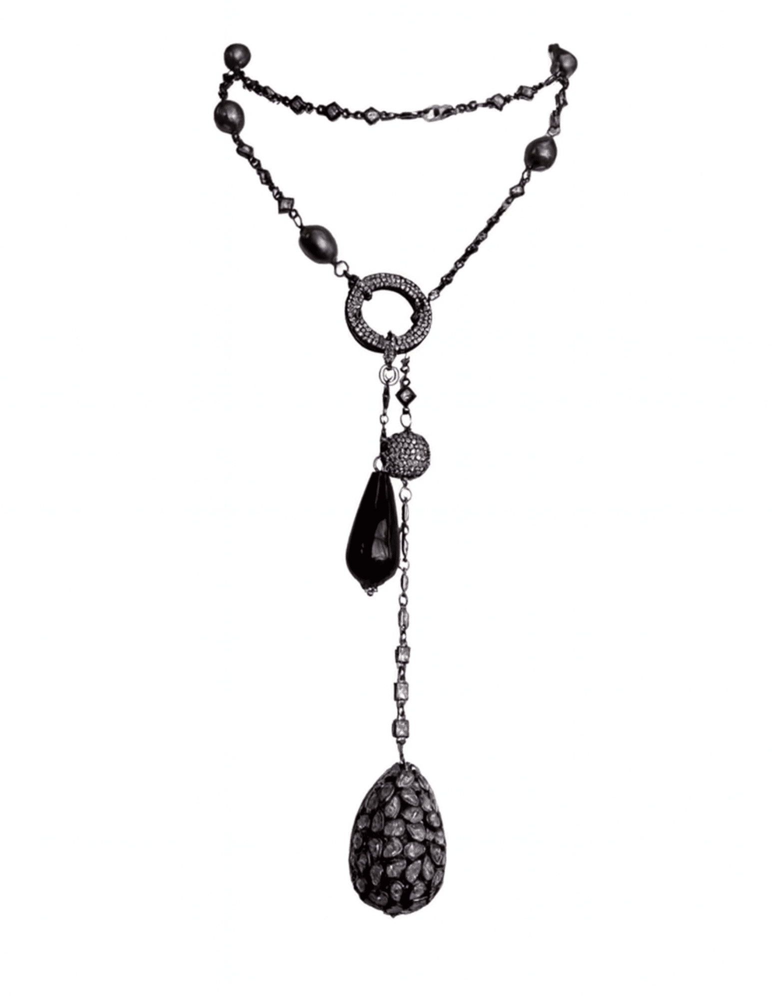 Fleur de Camélia - Fleur de Camélia Elsa Pearl Onyx Necklace in Graphite & Freshwater Pearls - Buy Online