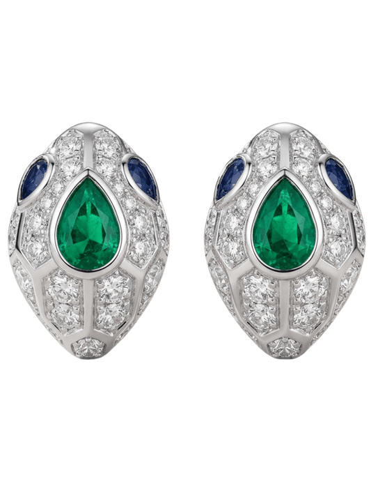 Austin Blaze Boa Embellished Stud Earrings Silver Green