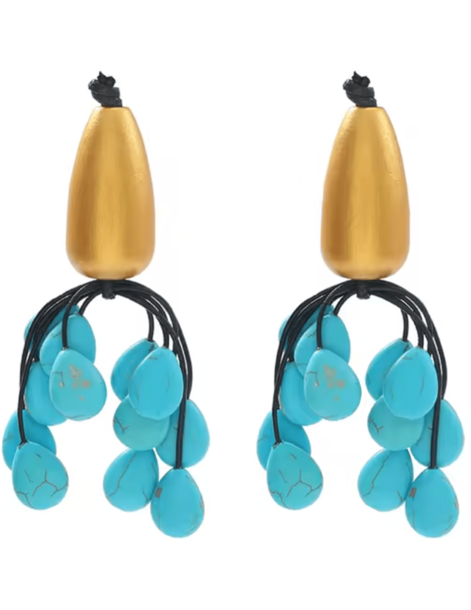 Austin Blaze Hedy statement earrings with turquoise beads and gold detail
