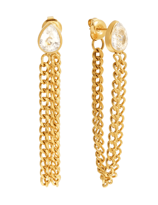 Austin Blaze Izzy CZ Chain Earrings in Gold