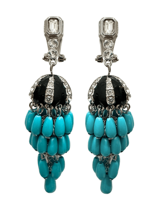 Austin Blaze - Austin Blaze Crystal Turquoise Chandelier Earringss - Buy Online