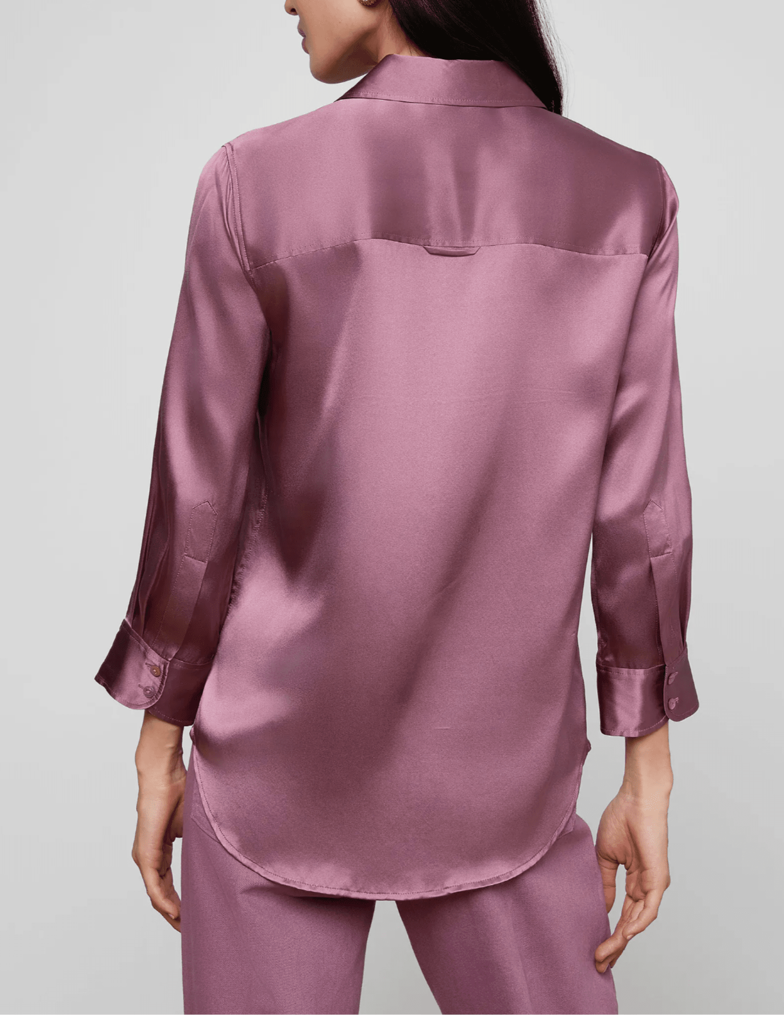 back view of L’AGENCE Dani Three Quarter Sleeve Blouse in Dusty Orchid