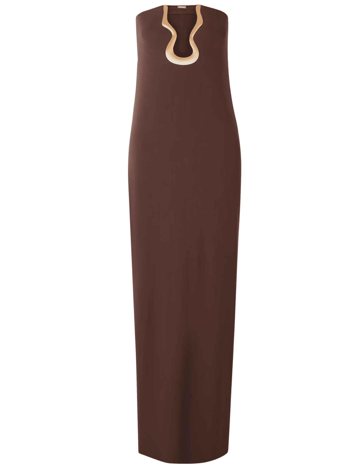 Cult Gaia Abril Strapless Gown – Java Maxi Dress with Gold Sculptural Hardware