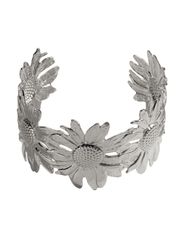 Adjustable open cuff silver sunflower bracelet by Fleur de Camélia"