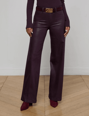 L'AGENCE Scottie Coated High Rise Wide Leg Jeans in Dark Malbec Coated