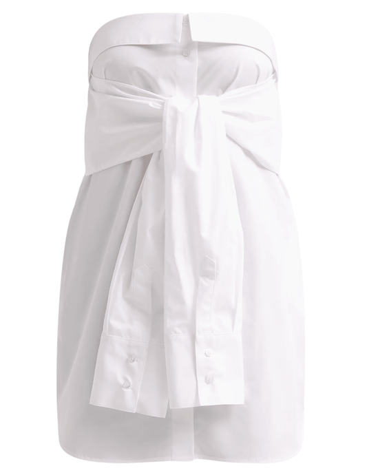 Giuseppe Di Morabito Strapless Tie Front Mini Shirt Dress White