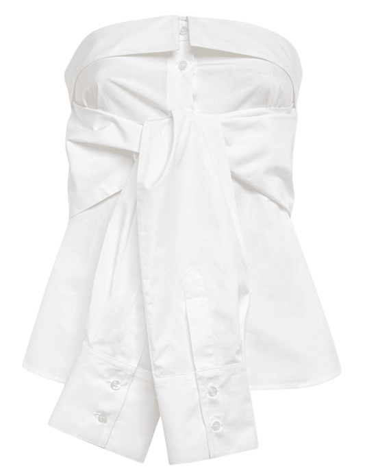Giuseppe Di Morabito Strapless Tie Front Shirt Top White