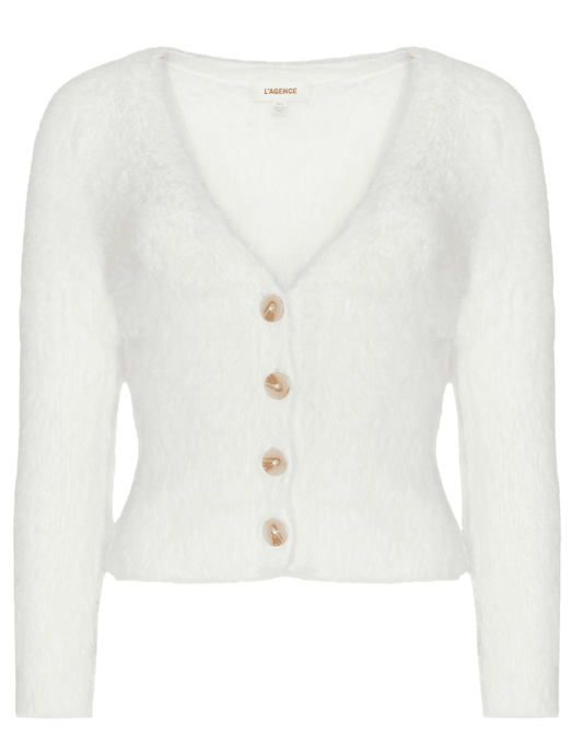 L'AGENCE Agathe Fuzzy Cardigan in Ivory