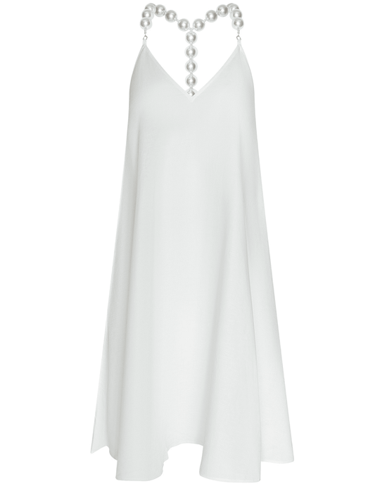 L'AGENCE Amora Pearl Strap Shift Dress in Ivory