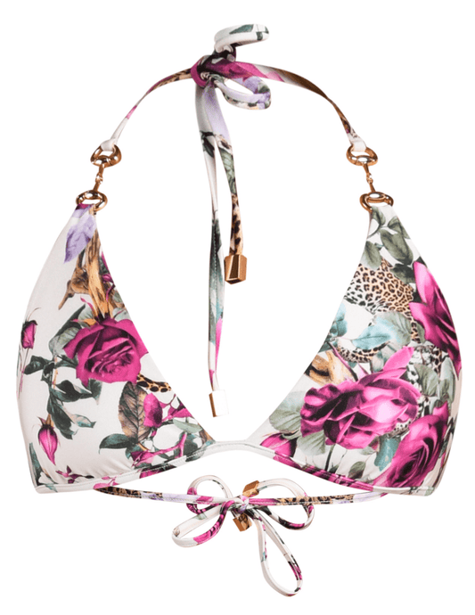 L’AGENCE Annabelle triangle bikini top in Rose Leopard Jungle