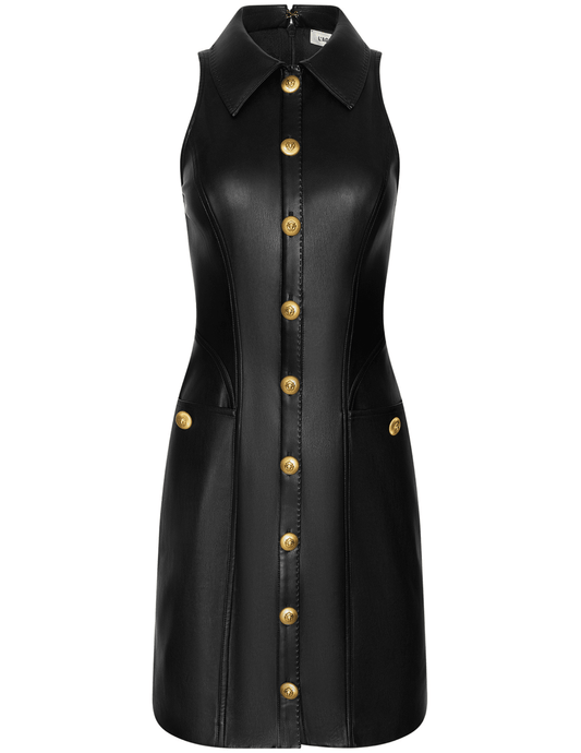 PRE-ORDER-L'AGENCE Apolline Vegan Leather Shirt Dress