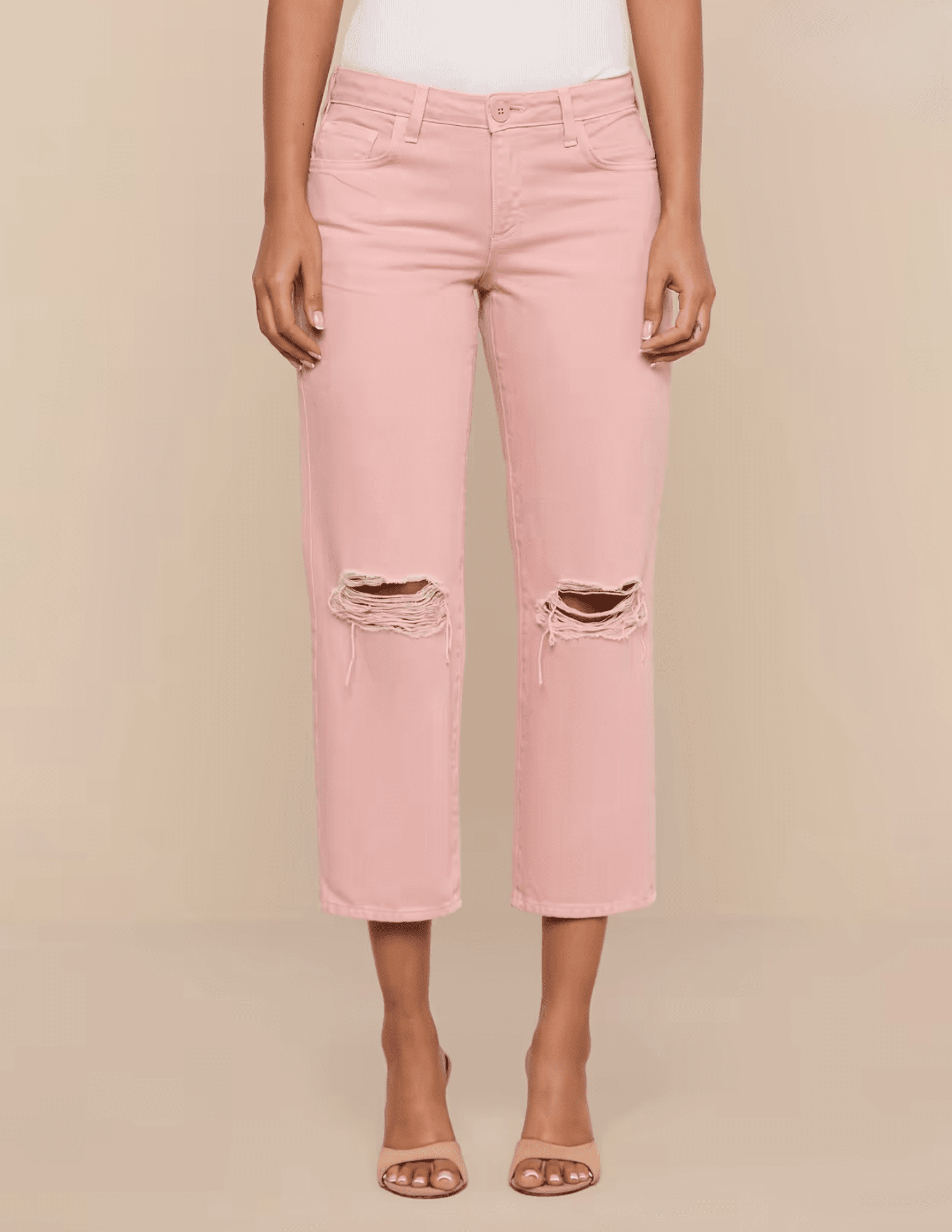 L’Agence Blaine low rise stovepipe jeans in misty rose front view