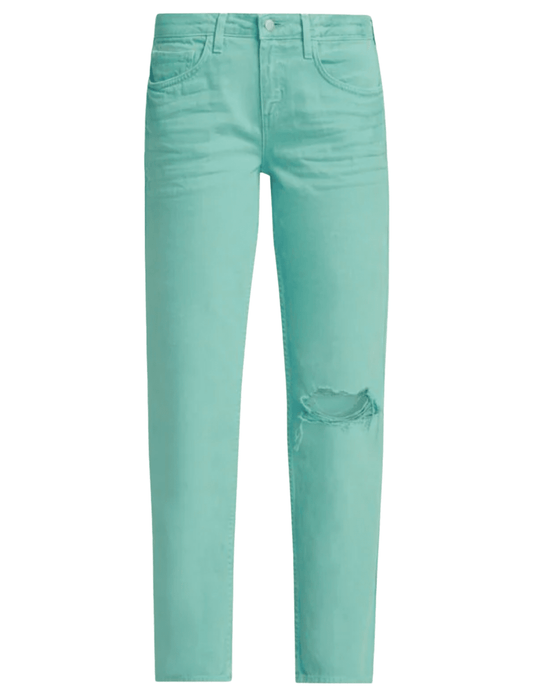 L’AGENCE Blaine Low Rise Stovepipe Jeans in Malachite Green Destruct wash