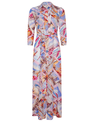 LAgence Cameron silk shirt dress in pink postcard print