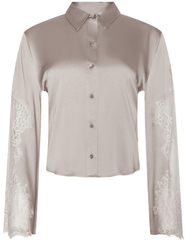 L’AGENCE Capri lace sleeve blouse in feather grey