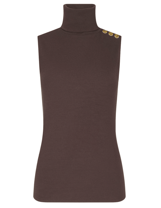 L'AGENCE Ceci Turtleneck Tank Dark Java & Gold