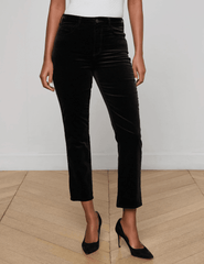 L’AGENCE Celestia Velvet Ultra High Rise Slim Jeans in Noir.